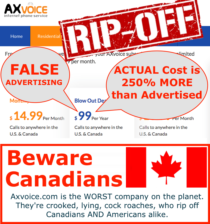 axvoice.com internet phone service liars false advertising crooks